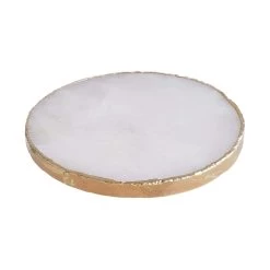 4x Edelsteinuntersetzer Ø11cm CRYSTAL In Weiß-Gold