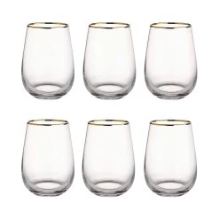 6x Gläser Mit Goldrand 590ml TOUCH OF GOLD In Transparent