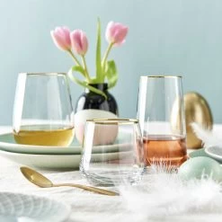 6x Gläser Mit Goldrand 590ml TOUCH OF GOLD In Transparent -Butlers butlers 6x glaser mit goldrand 590ml touch of gold in transparent 4