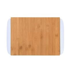 Bambusbrett Mit 2 Auffangschalen L 32 X B 25cm BAMBOO In Weiß