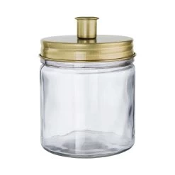 Glas Mit Kerzenhalter Höhe 15cm CANDLE JAR In Gold