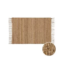 Hanf-Teppich Mit Fransen L 90 X B 60cm ALL NATURE In Natur