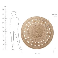 Hanf-Teppich Mit Lochmuster Ø150cm ALL NATURE In Natur -Butlers butlers hanf teppich mit lochmuster o150cm all nature in natur 2