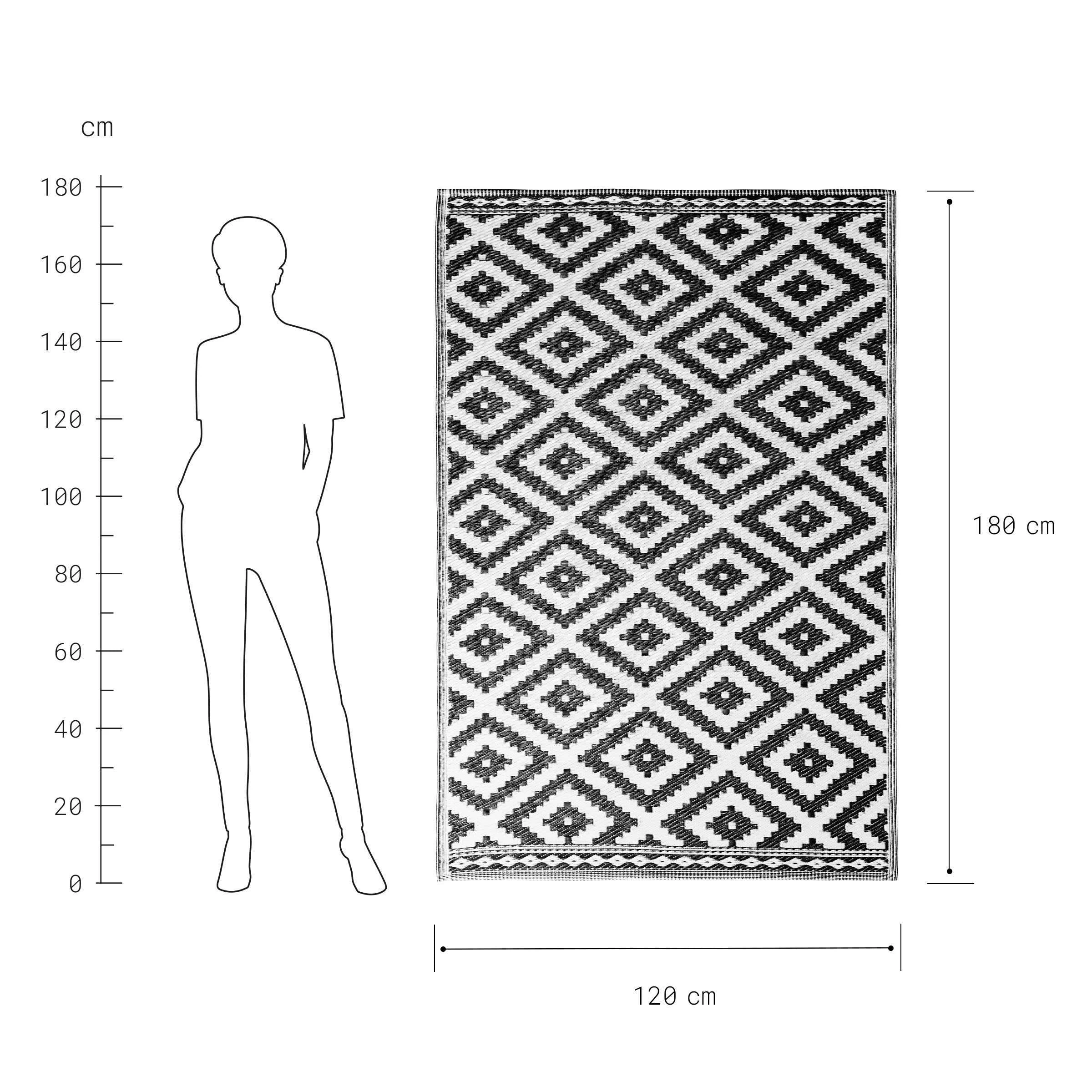 In- & Outdoor-Teppich Ethno Rauten L 180 X B 118cm COLOUR CLASH In Schwarz-Weiß 5 In- & Outdoor-Teppich Ethno Rauten L 180 X B 118cm COLOUR CLASH In Schwarz-Weiß – Bild 4