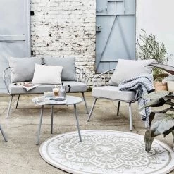 In- & Outdoor-Teppich Flora Ø118cm COLOUR CLASH In Natur-Weiß -Butlers butlers in and outdoor teppich flora o118cm colour clash in natur weiss 1