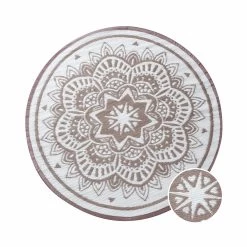 In- & Outdoor-Teppich Flora Ø150cm COLOUR CLASH In Natur-Weiß