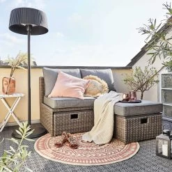 In- & Outdoor-Teppich Ø118cm COLOUR CLASH In Hellrot-Creme -Butlers butlers in and outdoor teppich o118cm colour clash in hellrot creme 7