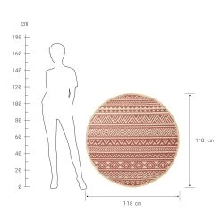 In- & Outdoor-Teppich Streifen Ø118cm COLOUR CLASH In Hellrot-Creme -Butlers butlers in and outdoor teppich streifen o118cm colour clash in hellrot creme 2