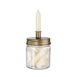 Kerzenhalter & Kerzen-Set Creme LITTLE LIGHT In Transparent-Gold