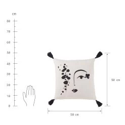 Kissen Line Art L 50 X B 50cm MUSE In Natur-Schwarz -Butlers butlers kissen line art l 50 x b 50cm muse in natur schwarz 3