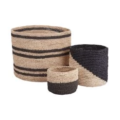Korb Handgefertigt Aus Raffia Ø13cm ISALO In Natur-Anthrazit -Butlers butlers korb handgefertigt aus raffia o13cm isalo in natur anthrazit 3