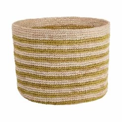 Korb Handgefertigt Aus Raffia Ø20cm ISALO In Natur-Gelb