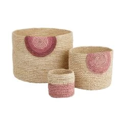 Korb Handgefertigt Aus Raffia Ø8cm ISALO In Natur-Rosa -Butlers butlers korb handgefertigt aus raffia o8cm isalo in natur rosa 2