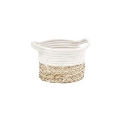 Korb Rund Ø18cm COTTON BRAID In Natur-Weiß