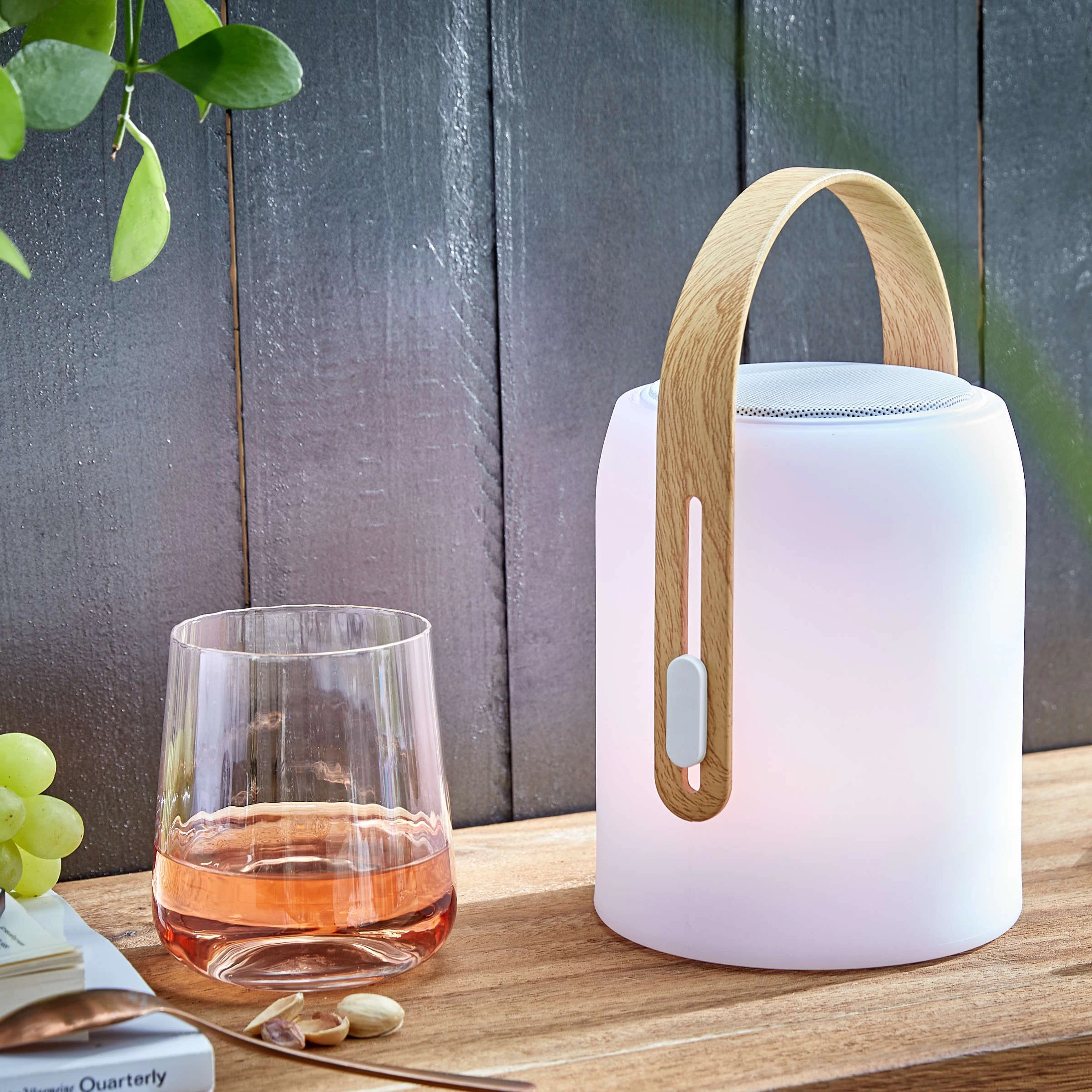 LED Leuchte Mit Bluetooth® Und Farbwechsel SOUND LOUNGE In Weiß-Hellbraun 4 LED Leuchte Mit Bluetooth® Und Farbwechsel SOUND LOUNGE In Weiß-Hellbraun – Bild 2