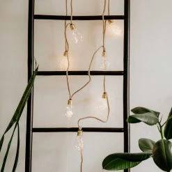 LED-Lichterkette 10 Lichter Mit Naturseil & USB-Batteriefach BULB LIGHTS In Natur -Butlers butlers led lichterkette 10 lichter mit naturseil and usb batteriefach bulb lights in natur 7