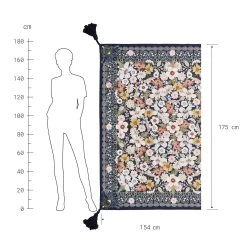 Picknickdecke L 175 X B 154cm BETWEEN FLOWERS In Dunkelblau -Butlers butlers picknickdecke l 175 x b 154cm between flowers in dunkelblau 3