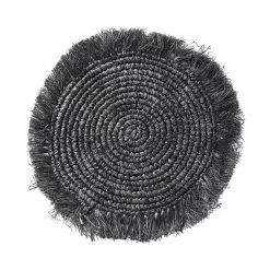 Platzset Mit Fransen Ø41cm RAFFIA In Schwarz