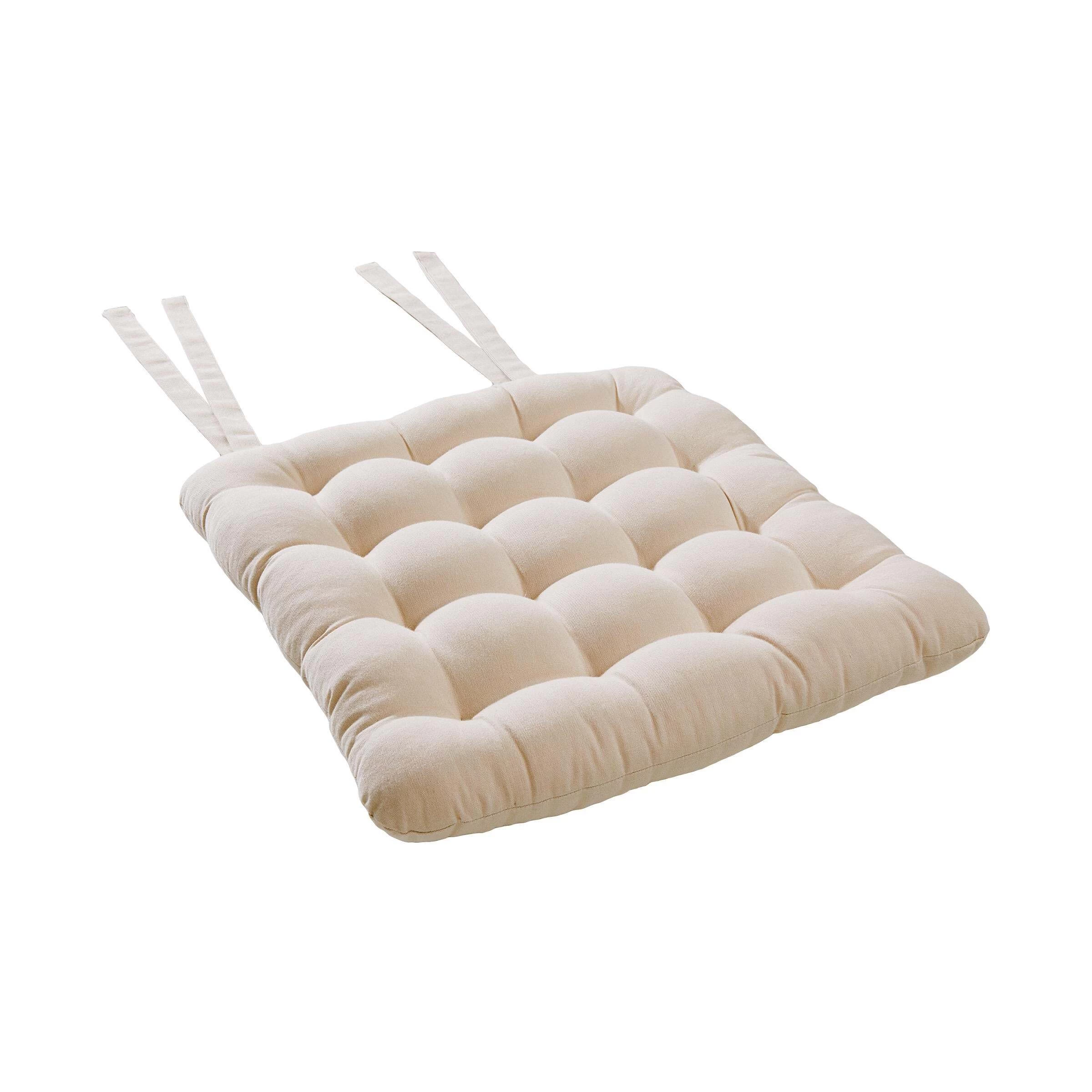 Stuhlkissen Mit Bändchen L 35 X B 37cm SOLID In Creme 6 Stuhlkissen Mit Bändchen L 35 X B 37cm SOLID In Creme – Bild 4