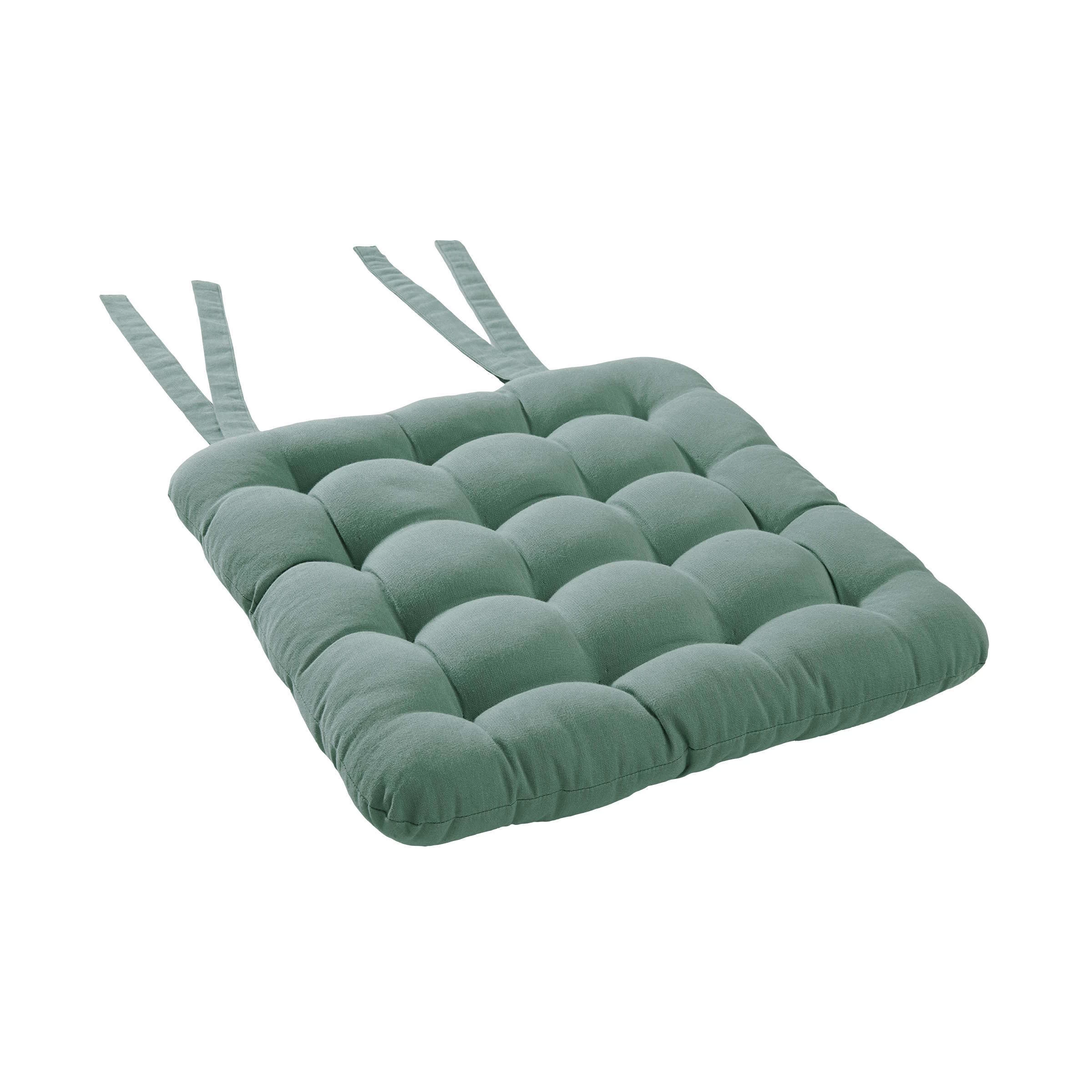 Stuhlkissen Mit Bändchen L 35 X B 37cm SOLID In Salbei 5 Stuhlkissen Mit Bändchen L 35 X B 37cm SOLID In Salbei – Bild 3