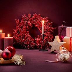 Stumpenkerze Höhe 9cm RUSTIC In Rot -Butlers butlers stumpenkerze hohe 9cm rustic in rot 3