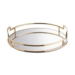 Tablett Mit Spiegelplatte Ø33 M ART DECO In Gold