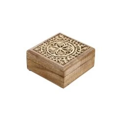 Truhe Mit Schnitzerei L 14 X B 14cm TREASURE In Hellbraun-Gold