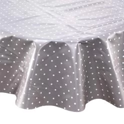 Wachstischdecke Punkte Ø 140 Cm WATERPROOF In Grau