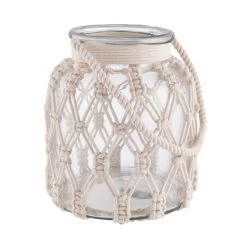 Windlicht Höhe 20cm MACRAMÉ In Creme