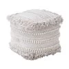 Woll-Pouf Mit Troddeln BOHO LOUNGE In Creme